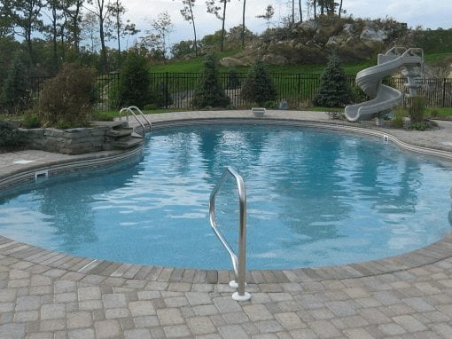 Freeform Pool with Waterfall and Slide